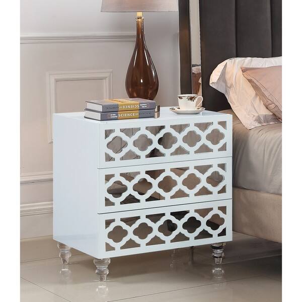 Shop Chic Home Pirelli Side Table With 3 Self Closing Mirrored