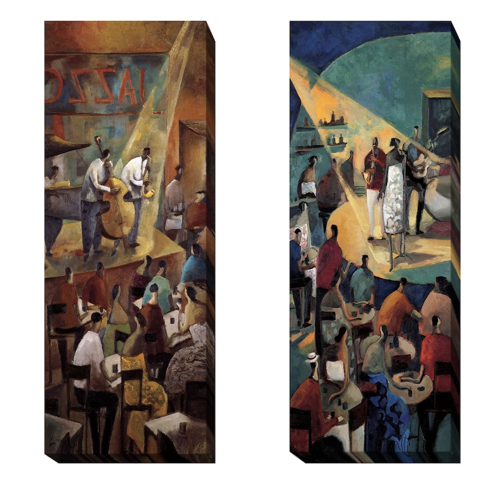 Jazz Club and Blue Jazz by Didier Lourenco 2-piece Gallery-Wrapped Canvas Giclee Art Set