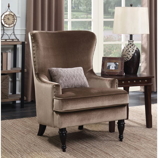 Furniture Of America Sevi Glam Fabric Upholstered Wingback Chair On Sale Overstock 17828680 Dark Grey