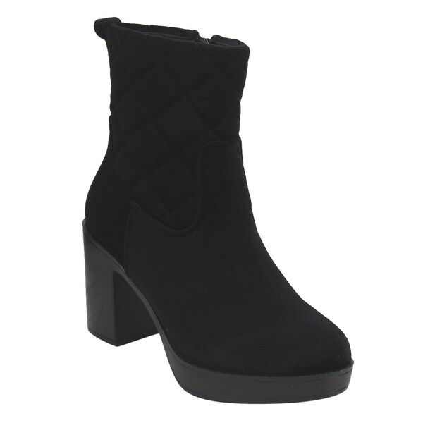 EI88 Women's Side Zipper Platform Block Heel Quilted Ankle Booties EI88 Women's Side Zipper Platform Block Heel Quilted Ankle Booties