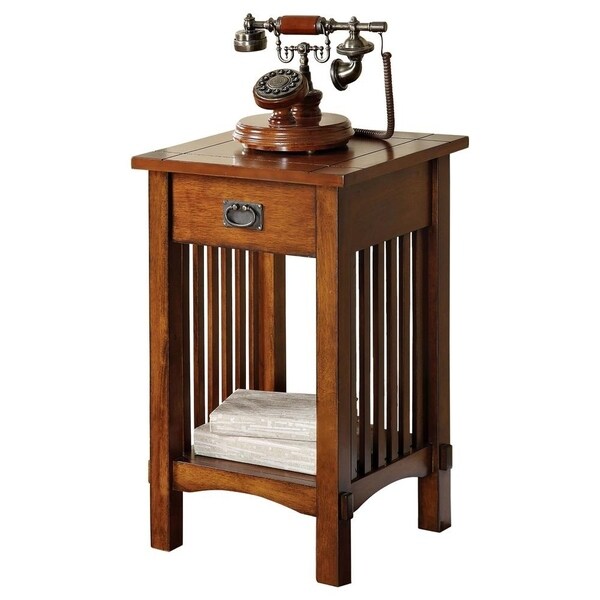 Spacious Mango Wood Nightstand with Slatted Side Panels, Brown