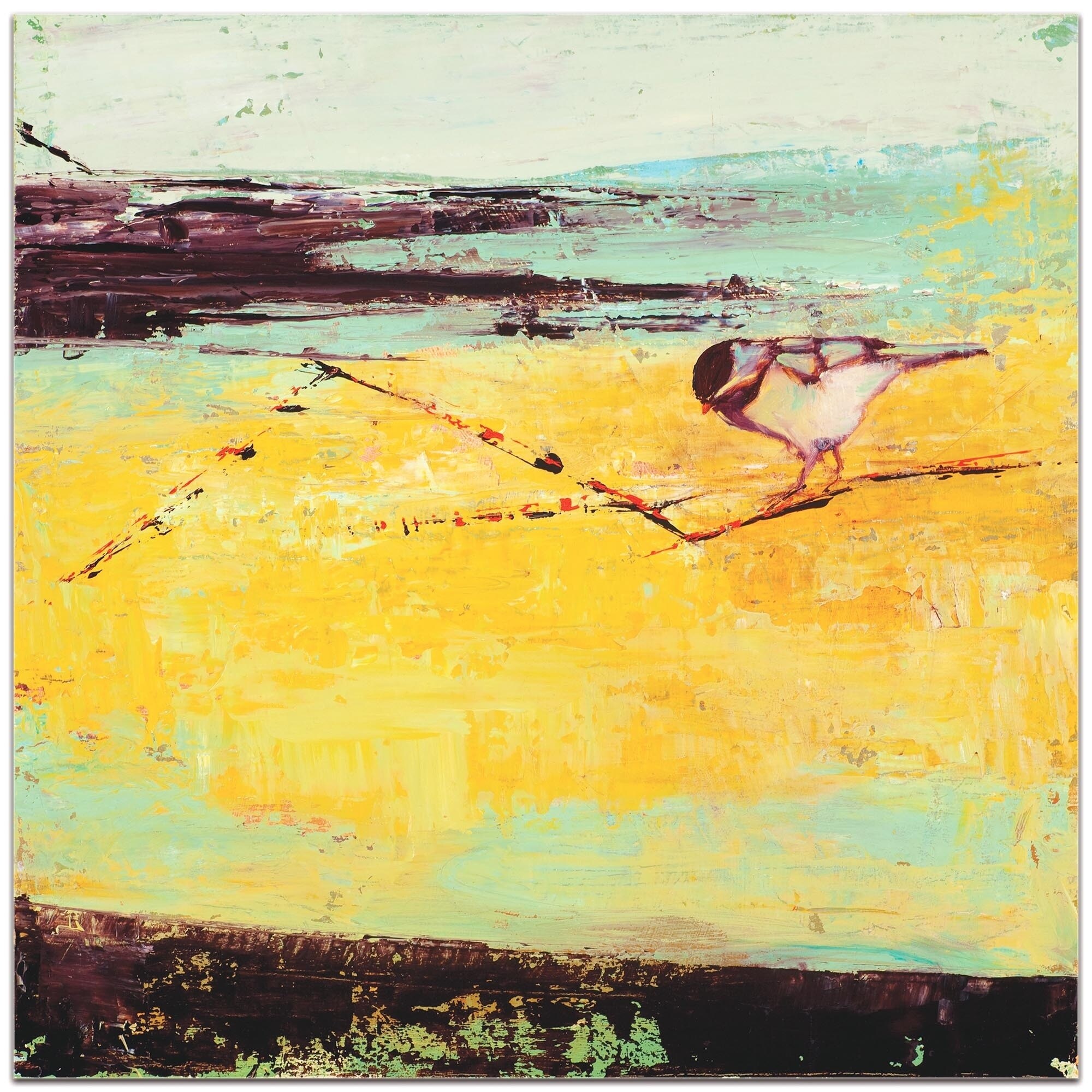 Janice Sugg 'Bird on a Horizon' 22in x 22in Contemporary Wall Art