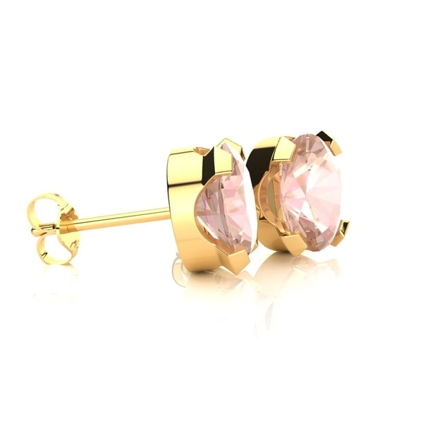 Pink Morganite Earrings In 14K Yellow Gold