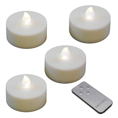 Battery Operated Extra Large Tea Lights with Remote- White (4ct)