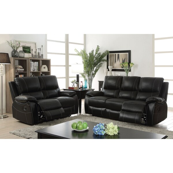 Neler Contemporary Black 2-Piece Reclining Sofa Set by FOA