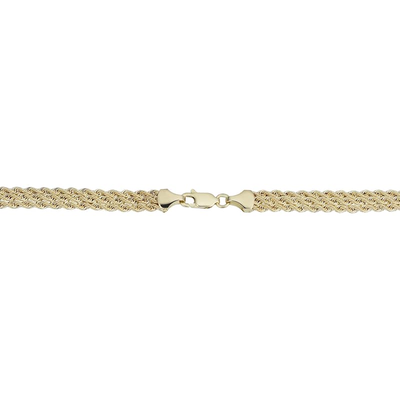 Fremada 14k Yellow Gold Triple Row Semi-solid Rope Bracelet (7.5 inches)