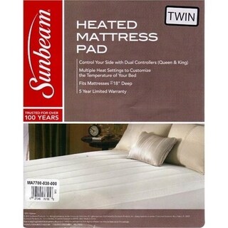 Sunbeam heated mattress discount pad queen dual control