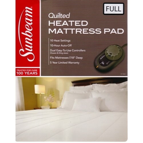 Sunbeam thermofine quilted striped online heated electric mattress pad