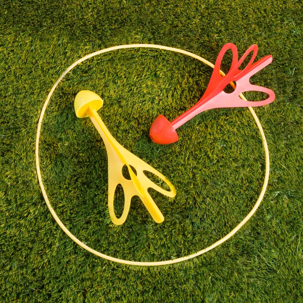 Hey! Play! Lawn Darts Outdoor Game with 4 Plastic Giant Darts with Rounded Rubber Tips for Yard - 12" Long Dart