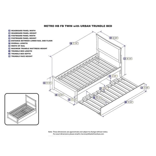 Metro Twin Platform Bed with Matching Foot Board with Twin Size Urban