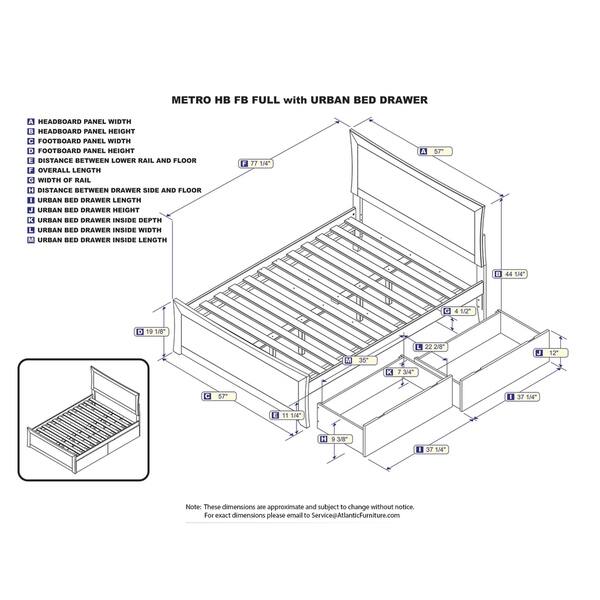 Metro Full Platform Bed with Matching Foot Board with 2 Urban Bed