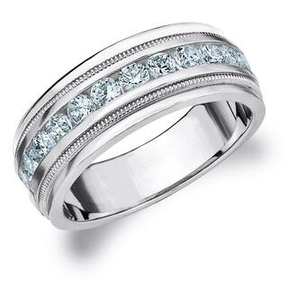 Platinum 1 To 5 Carats Men S Wedding Bands Groom Rings Amore Platinum Men S 1 0 Ct Tdw Diamond Milgrain Band