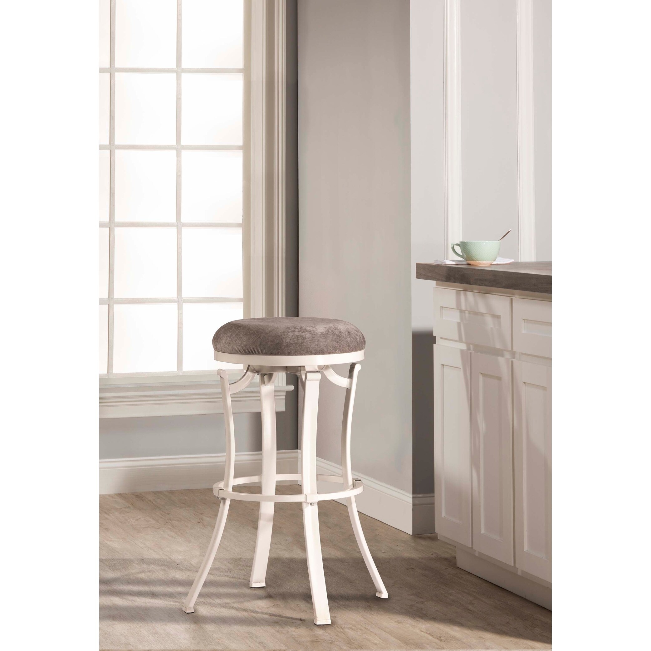 Copper Grove Gerbera Swivel Backless White Counter Stool Copper Grove Gerbera Swivel Backless White Counter Stool