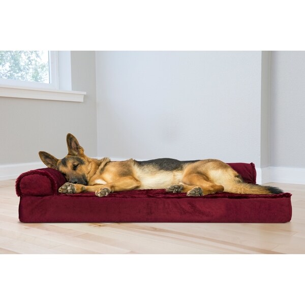 FurHaven Pet Bed | Plush & Velvet Deluxe Chaise Lounge Orthopedic Dog Bed