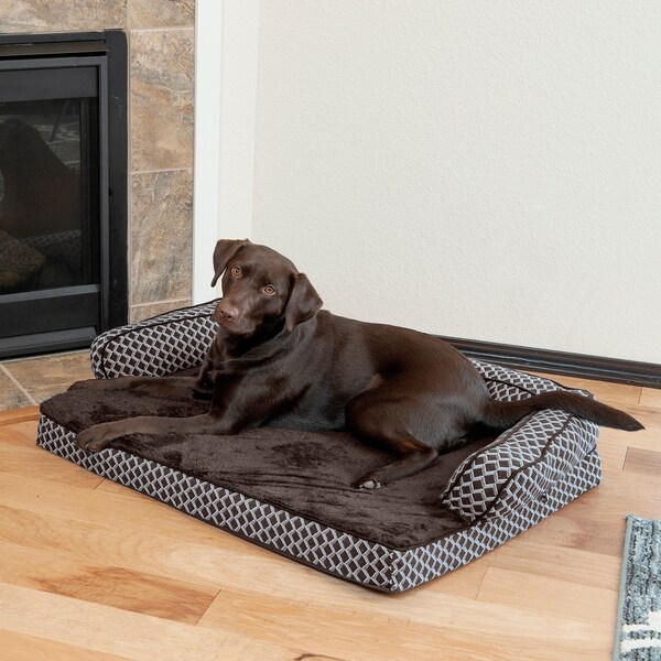 Medium Furhaven Pet Dog Bed Diamond Blue Orthopedic Plush Dacor