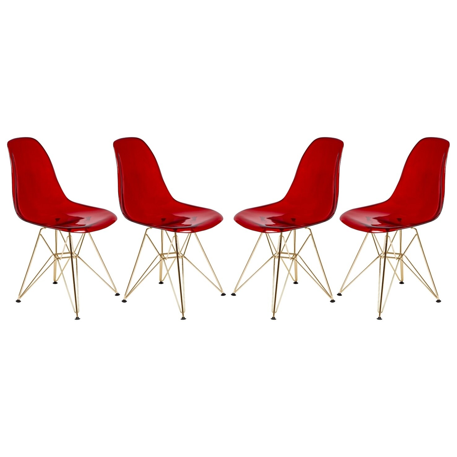 Leisuremod Cresco Red Eiffel Gold Base Dining Side Chair Set Of 4 On Sale Overstock 17834342