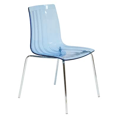 LeisureMod Ralph Mid-Century Modern Blue Dining Side Chair