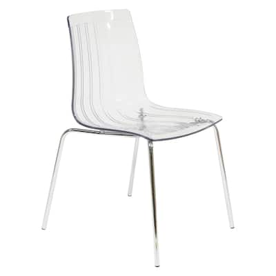 LeisureMod Ralph Mid-Century Modern Clear Dining Side Chair