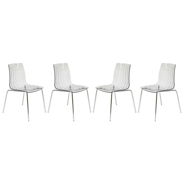LeisureMod Ralph Mid-Century Modern Clear Dining Side Chair Set of 4. Opens flyout.