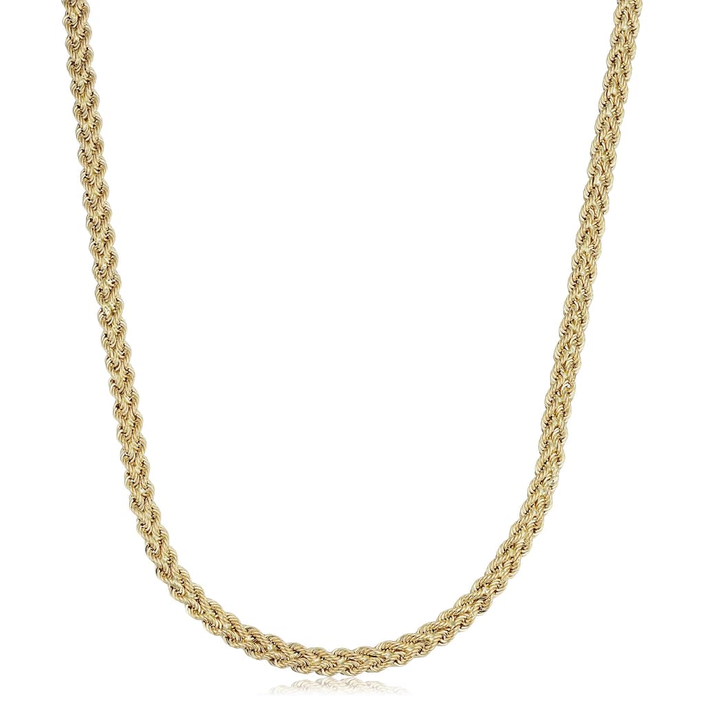 Fremada 14k Yellow Gold Double Row Semi-solid Rope Necklace (18 inches)