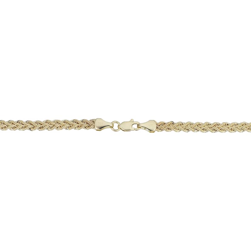 Fremada 14k Yellow Gold Double Row Semi-solid Rope Necklace (18 inches)