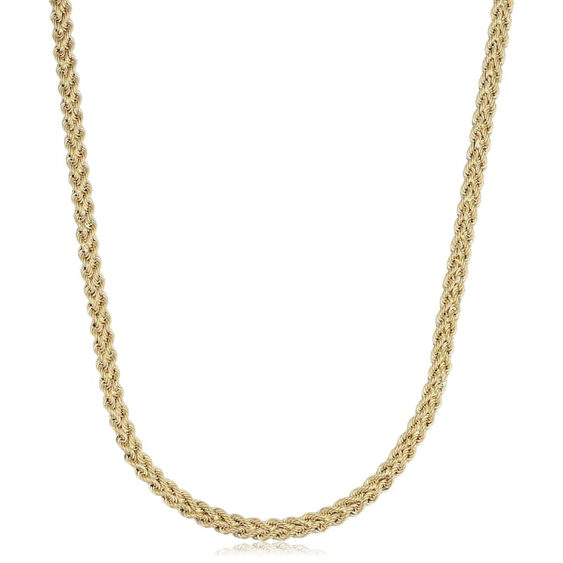 Fremada 14k Yellow Gold Double Row Semi-solid Rope Necklace (18 inches)