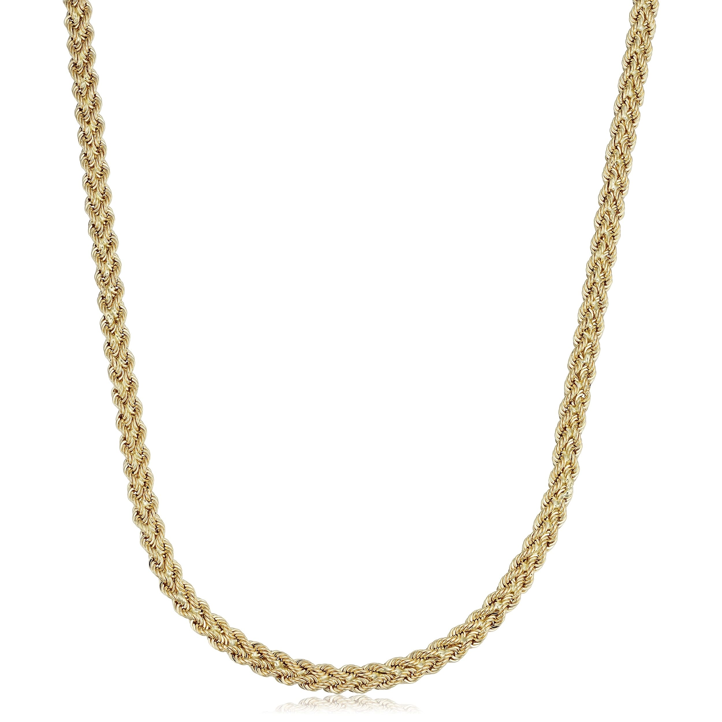 Au Naturale 14k Yellow Gold Double Row Semi-solid Rope Necklace (18 inches)