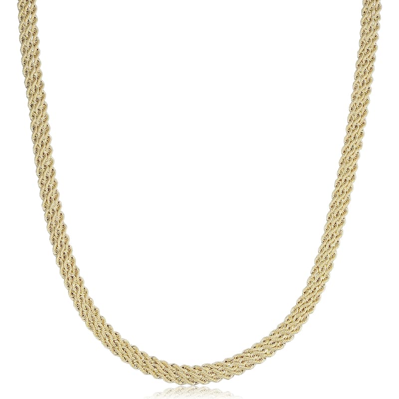 Fremada 14k Yellow Gold Triple Row Semi-solid Rope Necklace (18 inches)