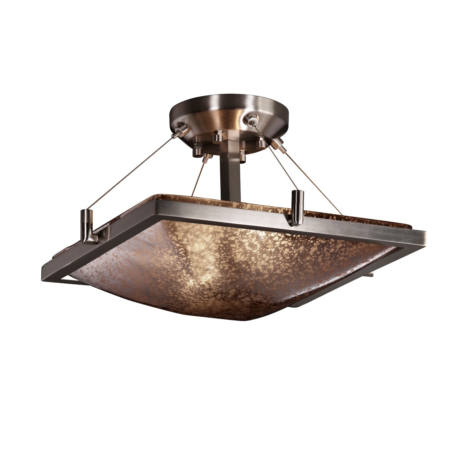 Justice Design Fusion Ring Brushed Nickel 2-light Semi-flush - Silver
