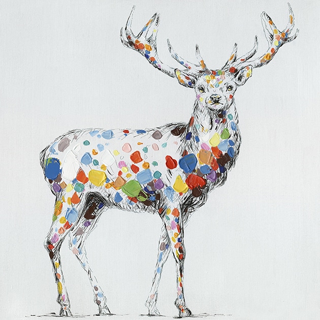 Shop 32 X 32 Color Deer Collection I Oil Painting Wall Decor On