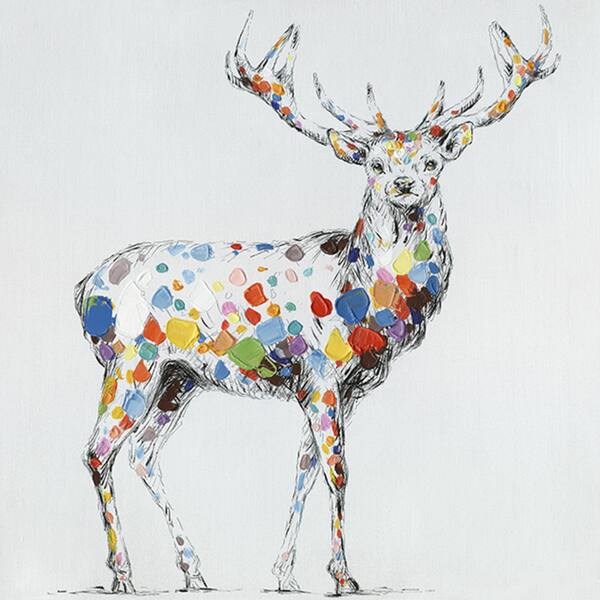 Shop 32 X 32 Color Deer Collection I Oil Painting Wall Decor On