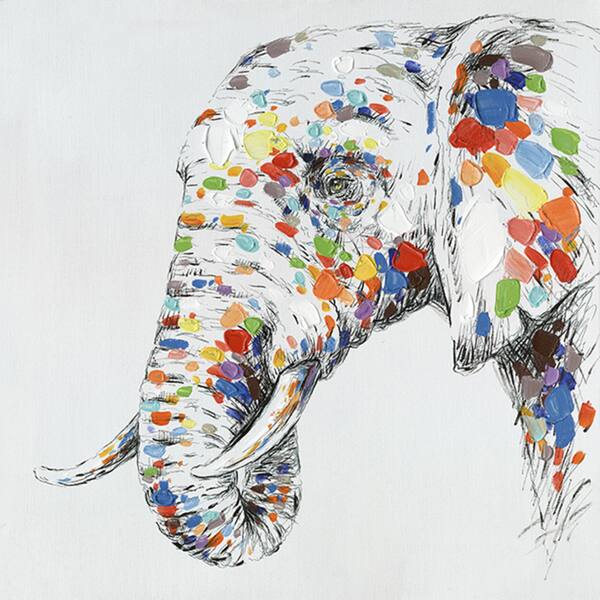 Shop 32 X 32 Color Elephant Oil Painting Wall Decor Overstock