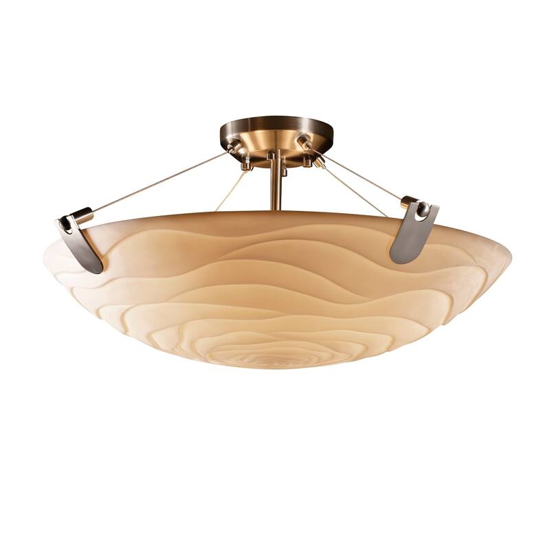 Justice Design Porcelina U-Clips Brushed Nickel 6-light Semi-flush - Silver