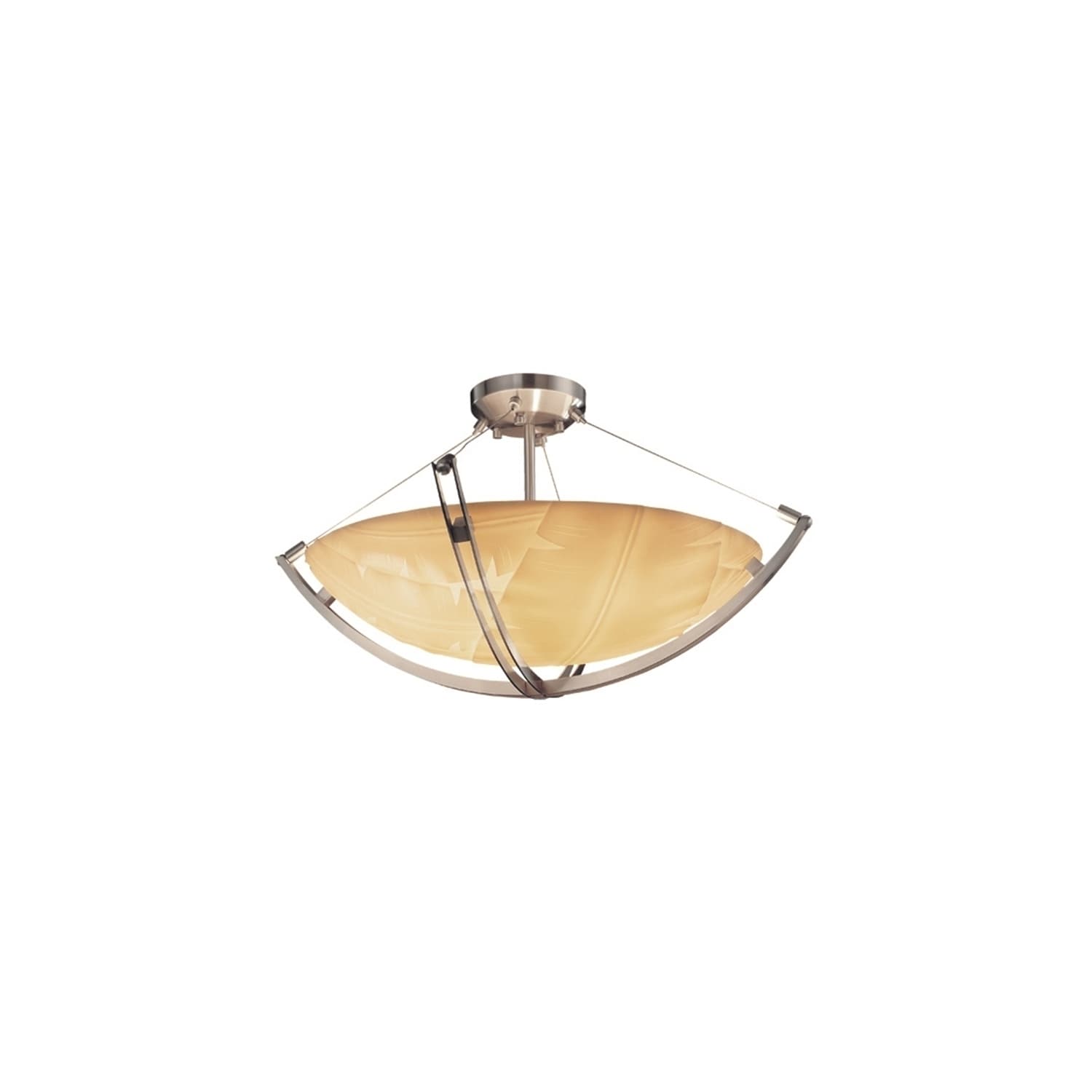 Justice Design Porcelina Crossbar Brushed Nickel 6 Light Semi Flush Banana Leaf Round Bowl Shade Silver Overstock 17834520