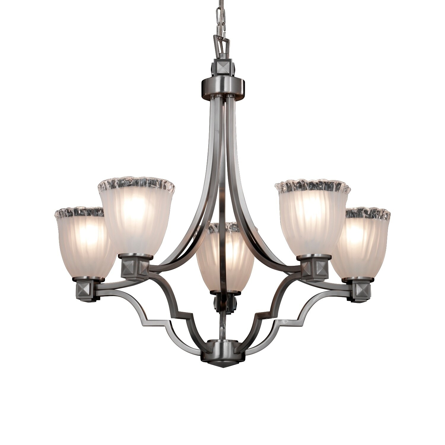 Justice Design Veneto Luce Argyle Brushed Nickel 5-light Chandelier - Silver - Chandeliers For Bedrooms by Overstock.com
