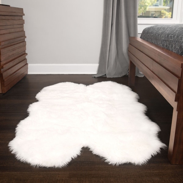 Soft And Plush Quad Pelt White Faux Sheepskin Rug 3 X 5 Soft And Plush Quad Pelt White Faux Sheepskin Rug