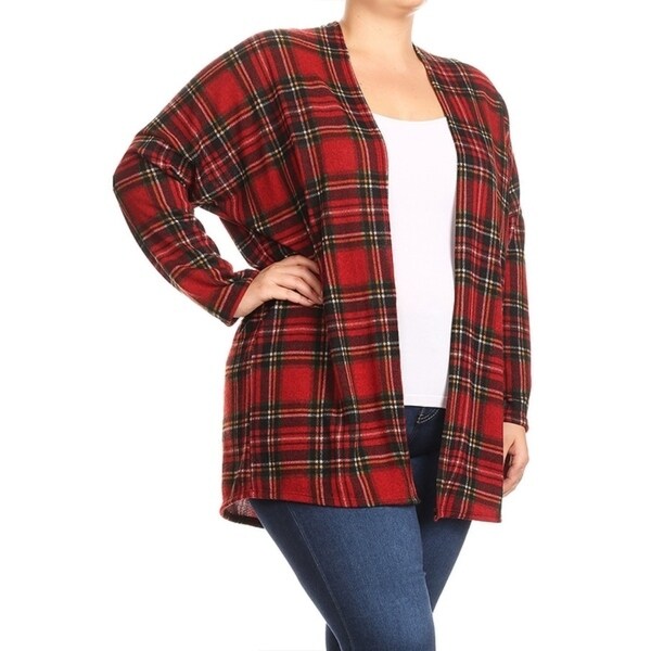 plus size plaid cardigans