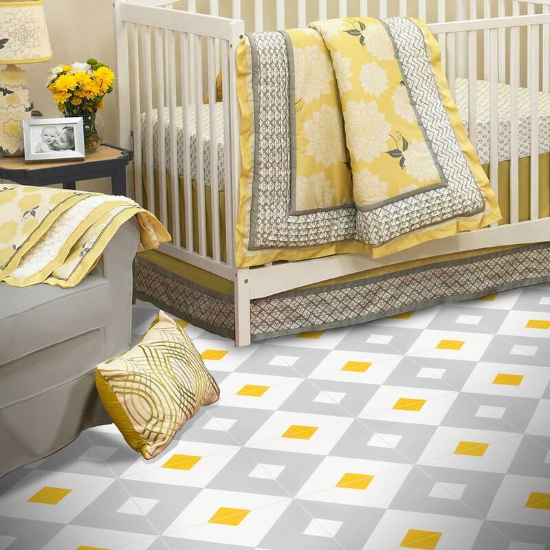 Handmade Jadida in Grey and Yellow Tile, Pack of 12 (Morocco)