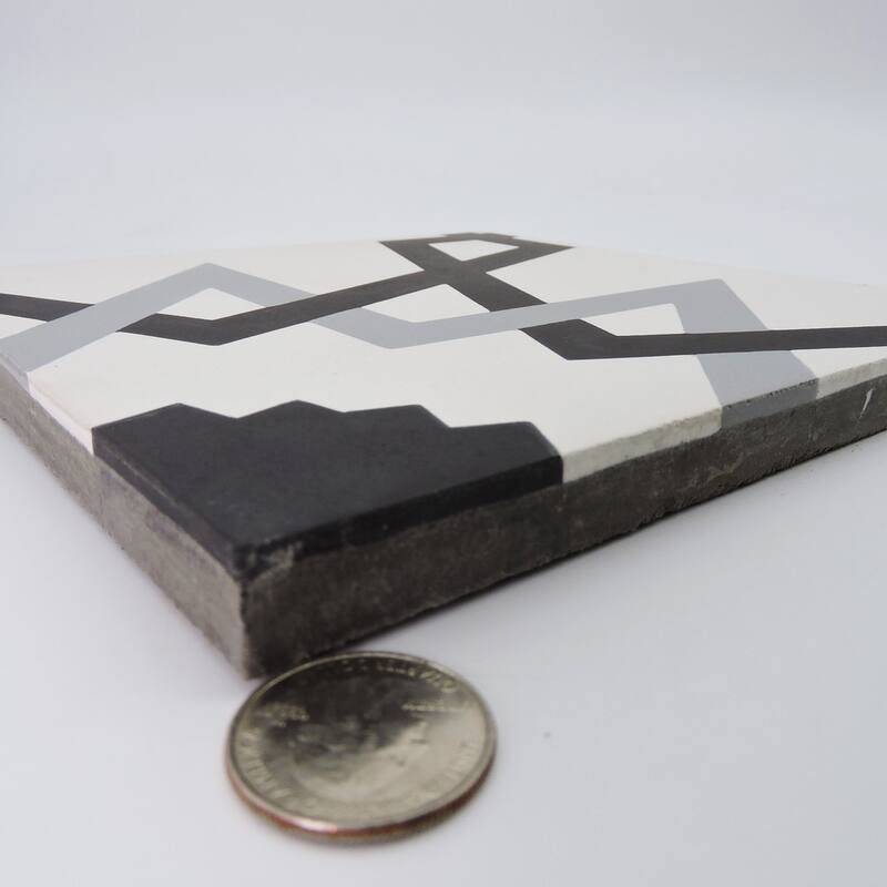 Handmade Merzouga in Black and Gray Tile, Pack of 12 (Morocco)