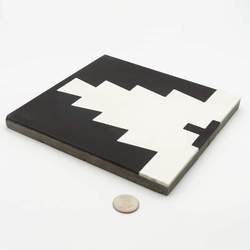 Handmade Midar in Black and White Tile (Morocco)