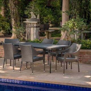 Colt Outdoor 7-Piece Rectangle Wicker Dining Set by Christopher Knight Home