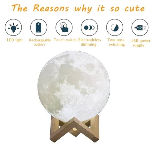 Shop Led Moon Lamp 3d Print Usb Led Night Light Moonlight Touch