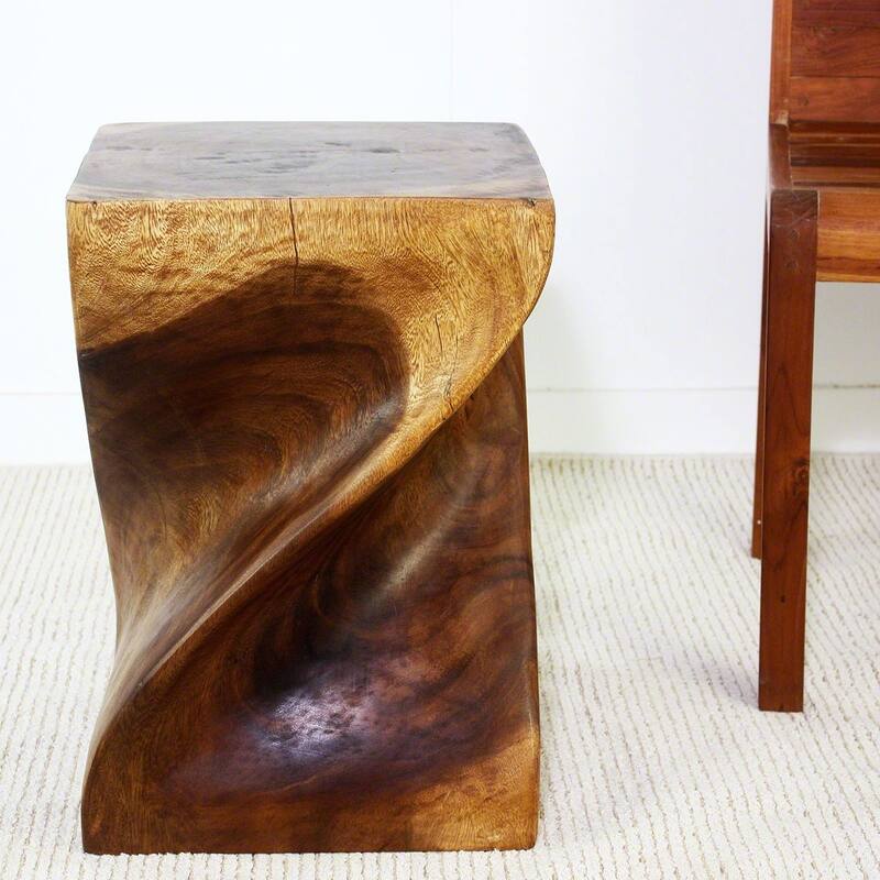 Haussmann® Big Twist Wood Stool Table 14 in SQ x 20 in H Walnut Oil