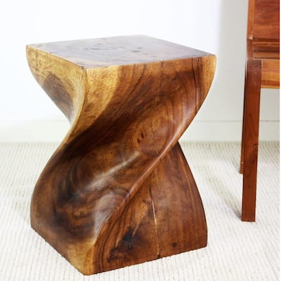 Haussmann® Big Twist Wood Stool Table 14 in SQ x 20 in H Walnut Oil