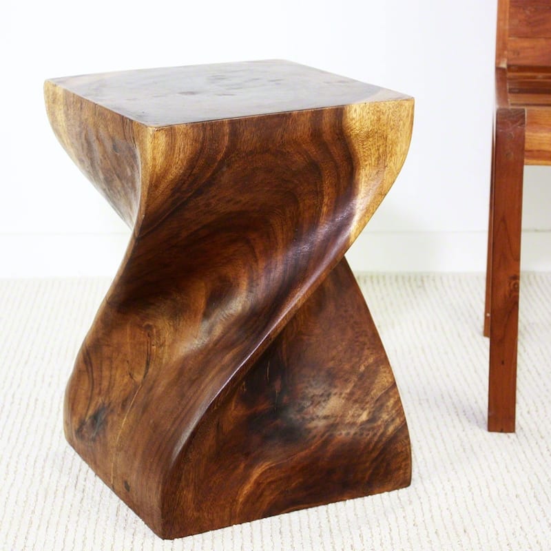 Haussmann® Big Twist Wood Stool Table 14 in SQ x 20 in H Walnut Oil