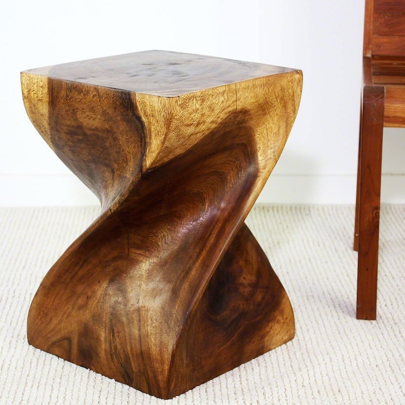 Haussmann® Big Twist Wood Stool Table 14 in SQ x 20 in H Walnut Oil