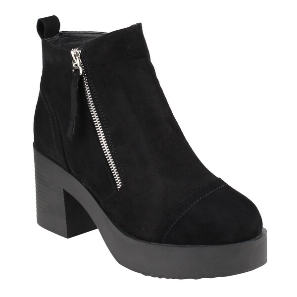 FM45 Women's Side Zipper Platform Stacked Block Heel Ankle Booties FM45 Women's Side Zipper Platform Stacked Block Heel Ankle Booties