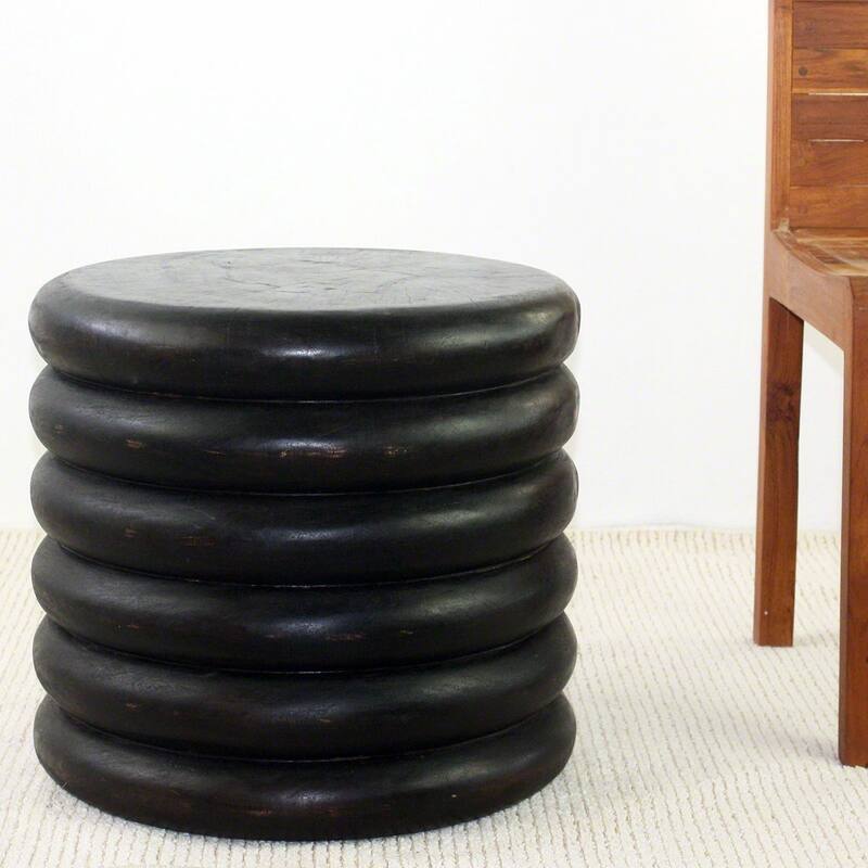 Haussmann Handmade Mango Stacked Rings Coffee Table 20 in D x 18 in H Mocha Oil