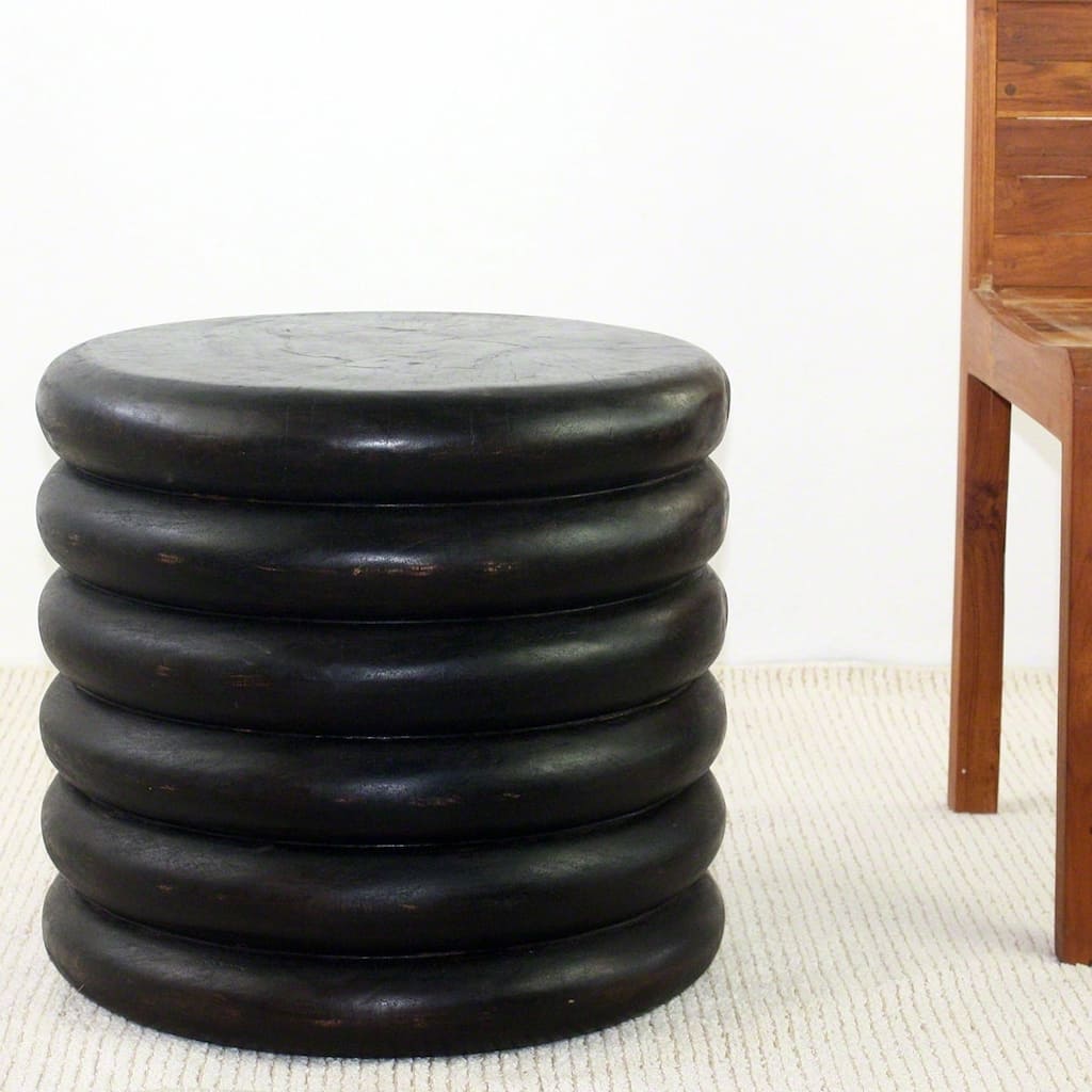 Haussmann Handmade Mango Stacked Rings Coffee Table 20 in D x 18 in H Mocha Oil