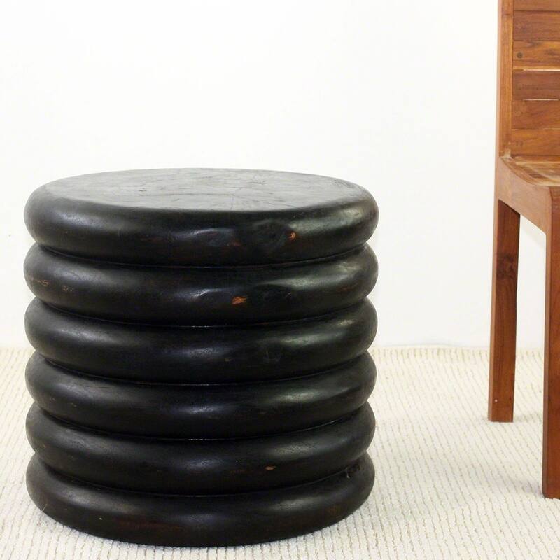 Haussmann Handmade Mango Stacked Rings Coffee Table 20 in D x 18 in H Mocha Oil